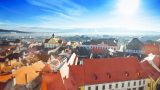 Red roofs and shining sun in Sibiu, Romania